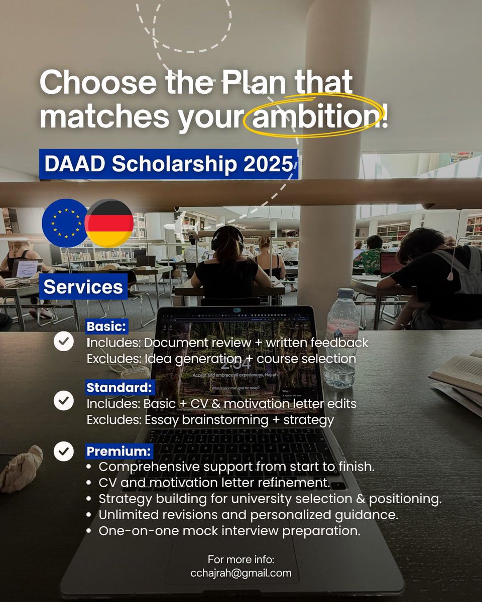 iHajraa's tweet photo. 🎓 The DAAD Scholarships are OPEN! 🇩🇪
Study in Germany, as a current scholar, I’m here to help you apply!
📧cchajrah@gmail.com
Tag a friend who needs this 💬
 #DAAD #StudyInGermany https://t.co/IQ80JkpTMP