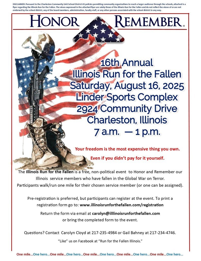 Pre-registration is preferred, but participants can register at the event. To access a registration form, go to illinoisrunforthefallen.com/registration and return the form via email to carolyn@illinoisrunforthefallen.com or bring the completed form to the event.