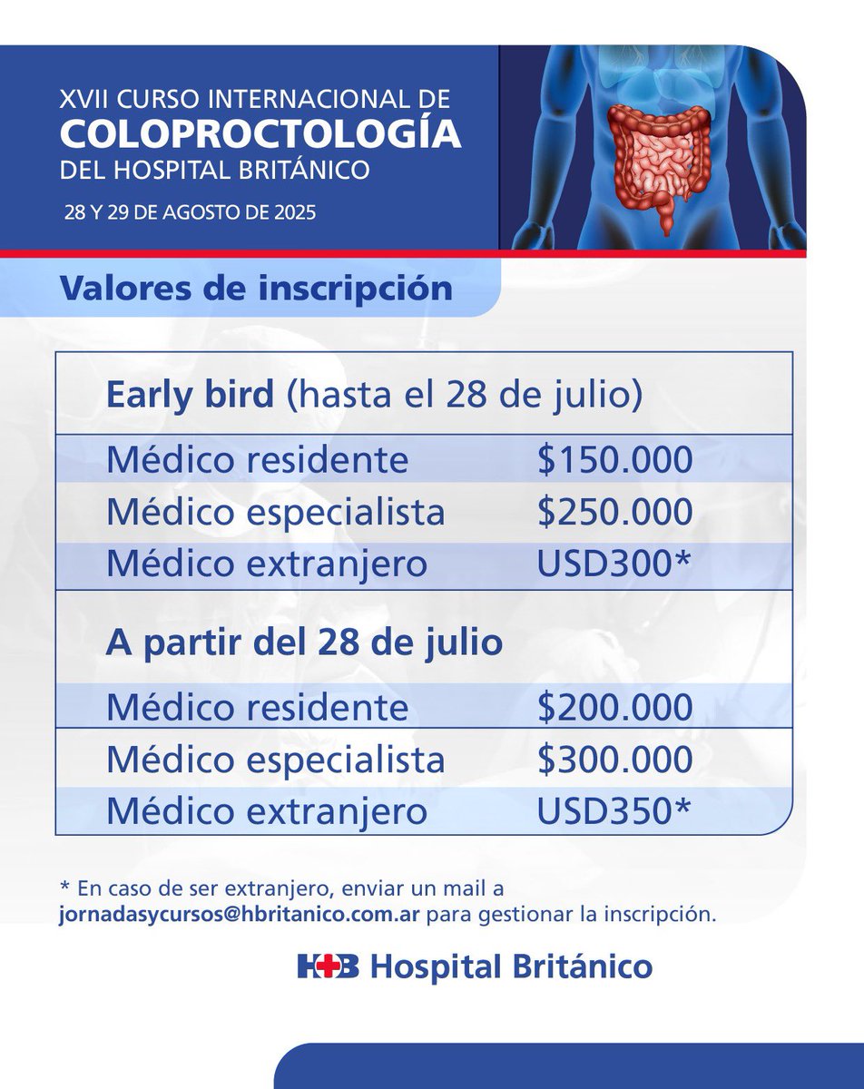jcpatron's tweet image. ✅ Inscripciones 👉 docencia.hospitalbritanico.org.ar/Docencia-Inves…
🤦♂️ Cupos limitados @coloproctobrit @Htal_Britanico
⭐️ invitados @armando_melani @R_Perez_MD @TejedorPat @yoshi_konishi @LauraFz_MD