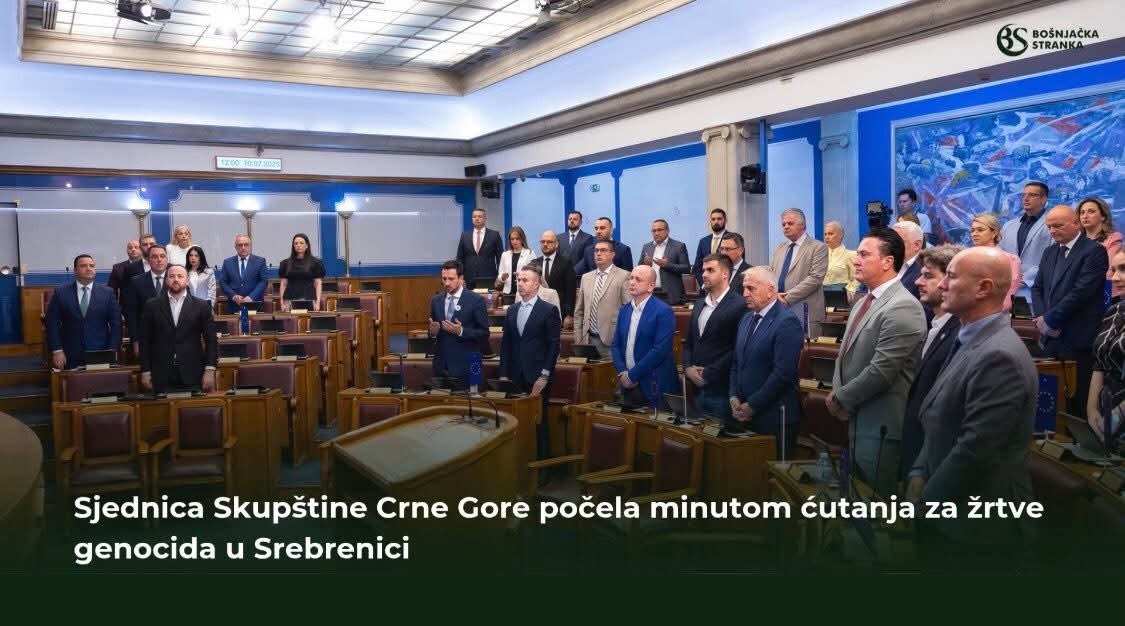 Bošnjačka stranka (@bosnjacka) on Twitter photo ✅ Crna Gora se danas prisjeća žrtava genocida u Srebrenici
👉 Sjednica Skupštine Crne Gore započela je minutom ćutanja za žrtve genocida u Srebrenici.
✅ U ime <a href="/Bosnjacka/">Bošnjačka stranka</a>, na odavanje pošte svim stradalim u genocidu u Srebrenici pozvala je poslanica Kenana Strujić Harbić. ✅ Crna Gora se danas prisjeća žrtava genocida u Srebrenici
👉 Sjednica Skupštine Crne Gore započela je minutom ćutanja za žrtve genocida u Srebrenici.
✅ U ime <a href="/Bosnjacka/">Bošnjačka stranka</a>, na odavanje pošte svim stradalim u genocidu u Srebrenici pozvala je poslanica Kenana Strujić Harbić.