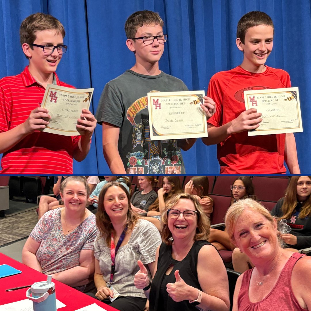 18 students tested their spelling skills in the end-of-year Gr. 7-8 Spelling Bee!

🥇1st Place: Nicholas VanVliet
🥈2nd Place: Jacob Colvin
🥉3rd Place: Marshall VanVliet

Great work by all of our spellers &amp; congrats to the Top 3! Plus, a shout-out to our wonderful judges panel!
