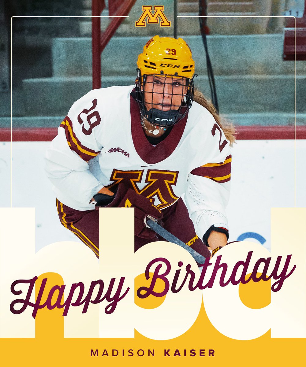GopherWHockey's tweet image. Wishing a big happy birthday to Madison Kaiser! 🎉🥳
#GWH | #SkiUMah