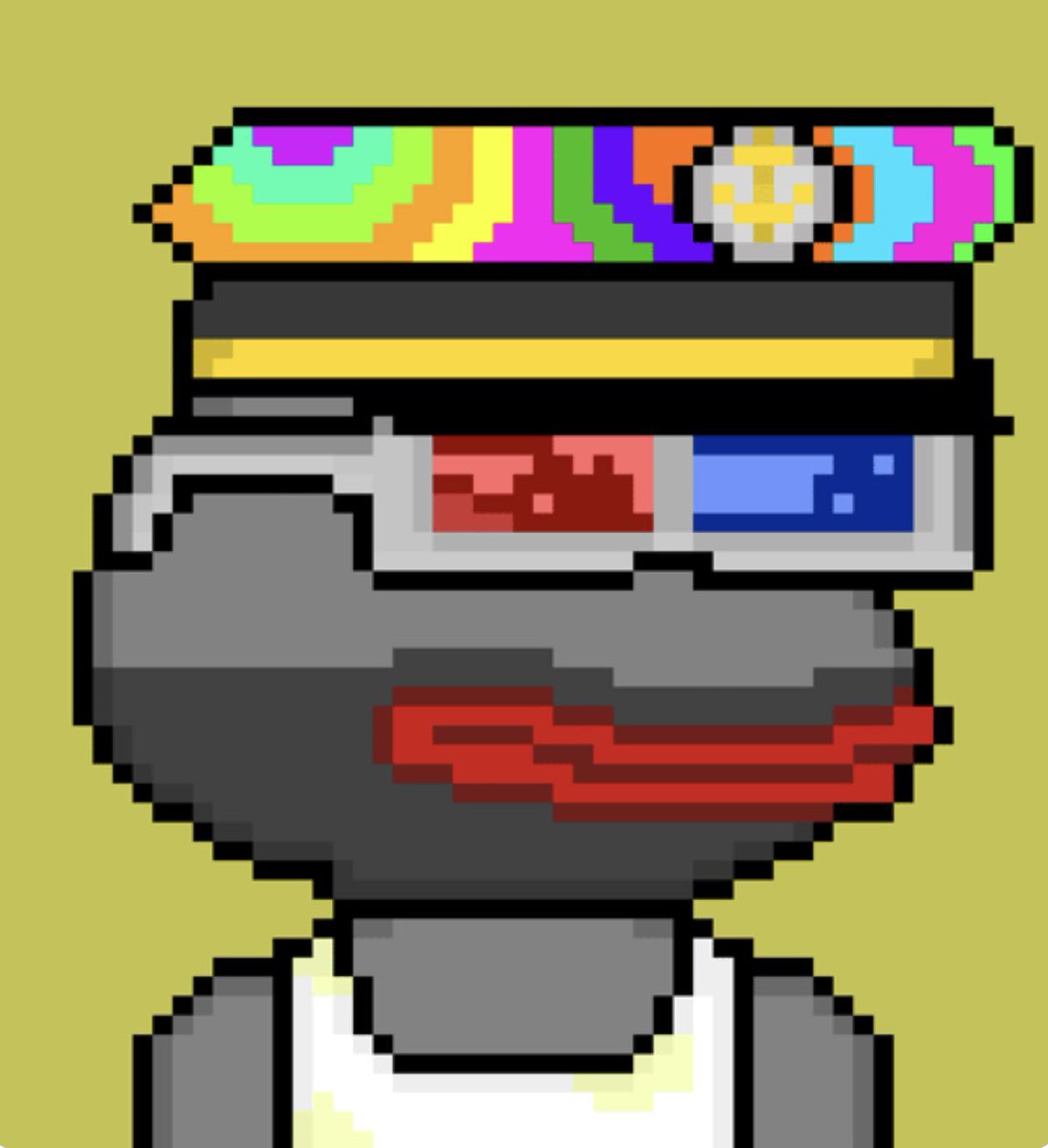 A trippy <a href="/PixelatedPepes_/">Pixelated Pepe's 🐸</a> captain with a dirty ass shirt