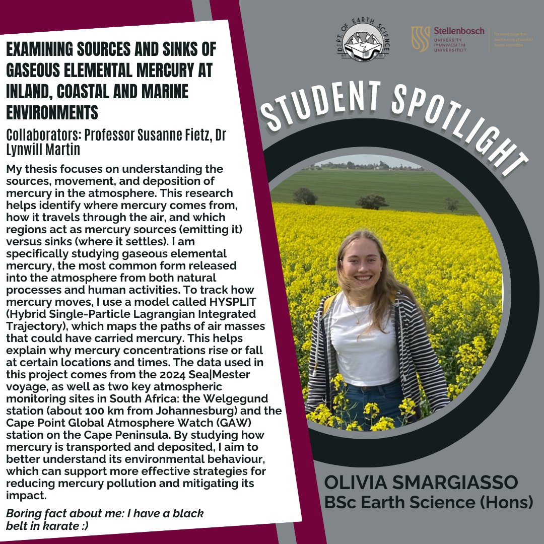 Student Spotlight! 🔦 Keep an eye open for our spotlight posts and see what our postgraduate students are up to. Check out the details of Honours Student Olivia Smargiasso’s project. #geotwitter