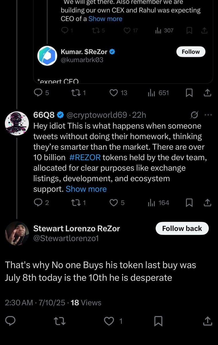 I get some serious Beavis &amp; Butthead vibes from those two… but, somehow, even dumber.

First of all, they can’t seem to understand the difference between #Liquidity and #Supply. 

At every migration/rebrand the #Saitama/#STC/#ReZor keep more supply for themselves… usually by