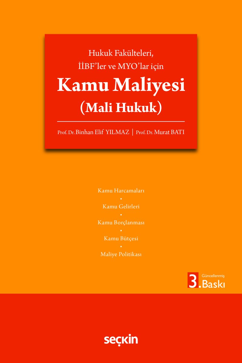 Hukuk ve İktisat fakülteleri ile Meslek Yüksek Okullarında ders kitabı olarak kullanılmak üzere Sayın Prof. Dr. Binhan Elif Yılmaz <a href="/binhanelif/">Prof.Dr.Binhan Elif Yılmaz</a>  hocam ile birlikte kaleme aldığımız Kamu Maliyesi kitabımızın genişletilmiş 3. baskısı bugün raflara girdi. 
Yararlı olması dileğiyle...