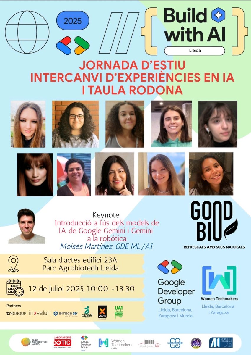 ¡#BuildwithAI Summer Experience de <a href="/GDGLleida/">GDGLleida</a>!

Este 12 de julio estaré por Lleida hablando de las novedades de Android XR y mi experiencia probando el proyecto Moohan en #GoogleIO. #XR e #IA más de la mano que nunca con #Gemini.