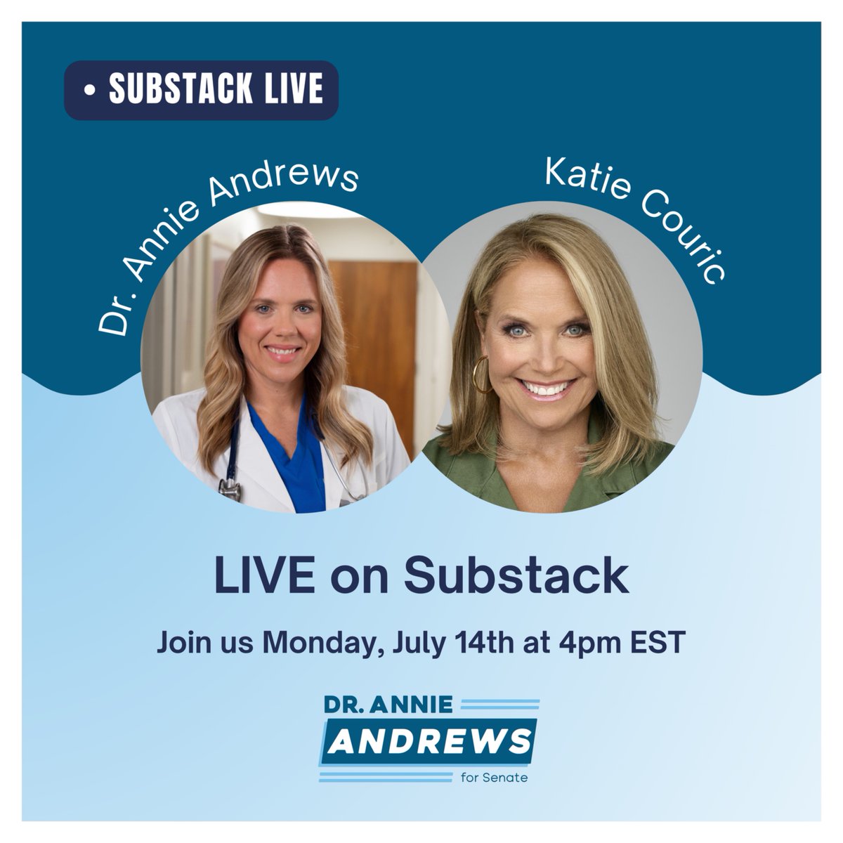 We're going live! Join me and <a href="/katiecouric/">Katie Couric</a> on Monday at 4pm EST for a lively conversation on Substack. See you there!
