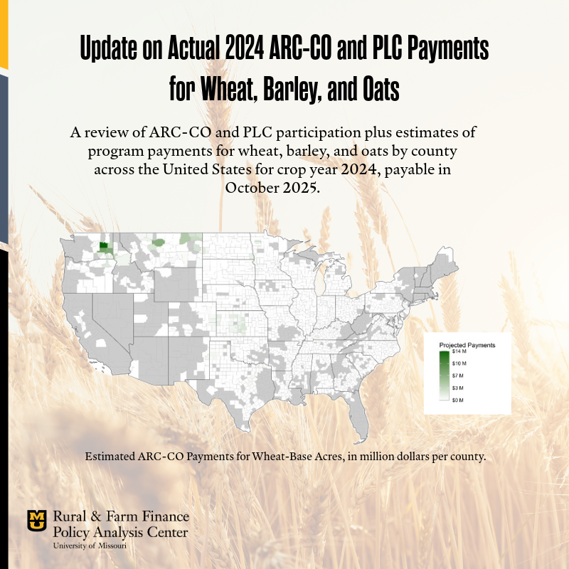 Available now: Update on federal payments for wheat, barley and oats by U.S. county for crop year 2024. 

Read the full report at raff.missouri.edu/farm-bill-paym…
