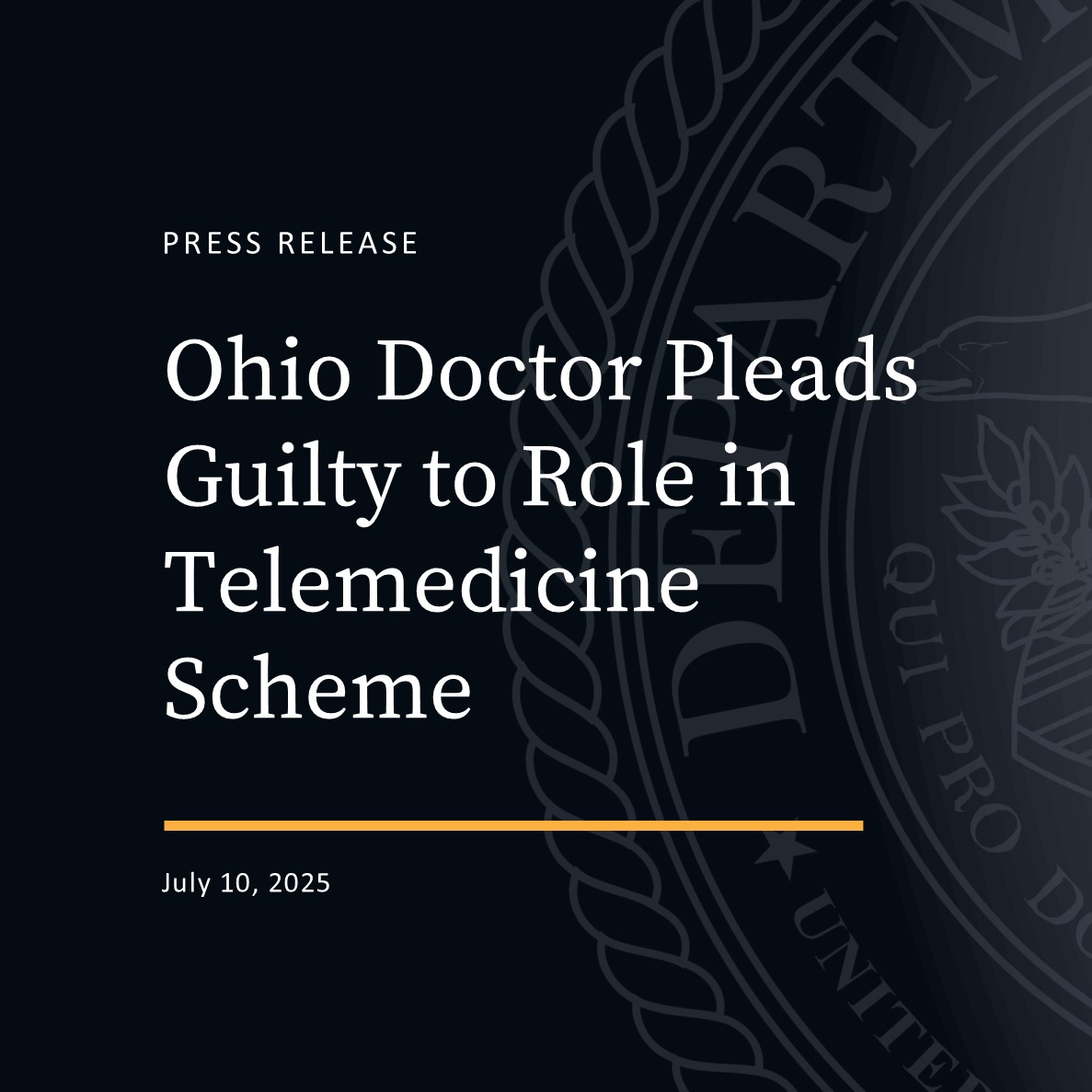 NDOHnews's tweet image. A medical doctor from Lorain County, Ohio, has pleaded guilty to submitting orders for patients in connection with a durable medical equipment scheme that caused Medicare to be unnecessarily billed for thousands of dollars.
justice.gov/usao-ndoh/pr/o…
@FBICleveland