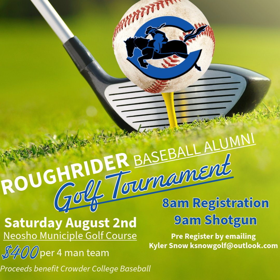 CrowderBasebal1's tweet image. Look forward to seeing everyone at the Annual Roughrider Baseball Golf Tournament!!!