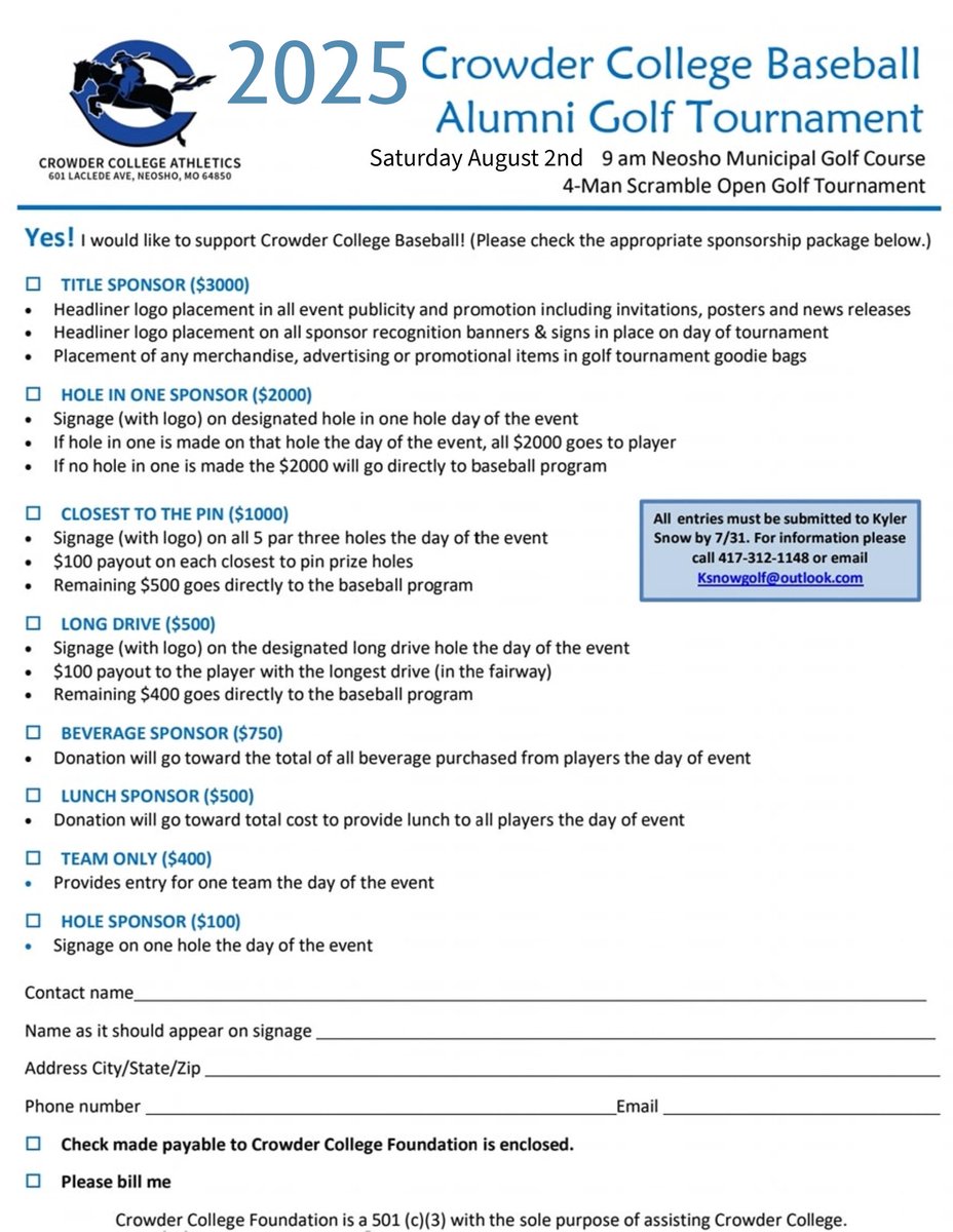 CrowderBasebal1's tweet image. Look forward to seeing everyone at the Annual Roughrider Baseball Golf Tournament!!!