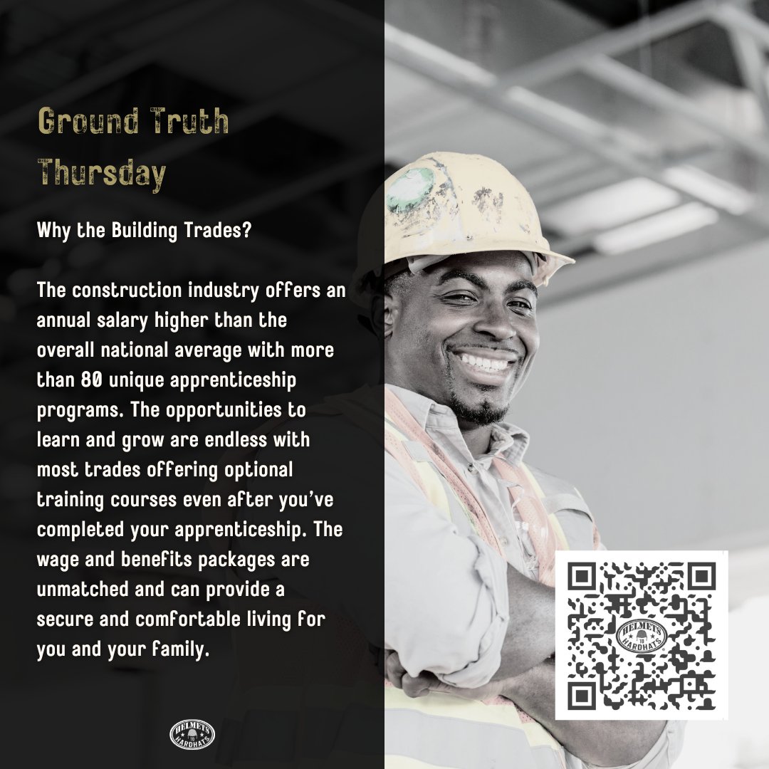 HelmetsHardhats's tweet image. Discover why a career in the building trades can offer higher pay, unmatched benefits, and lifelong growth opportunities. Visit hubs.ly/Q03vDzHz0 or scan the QR code to learn more.