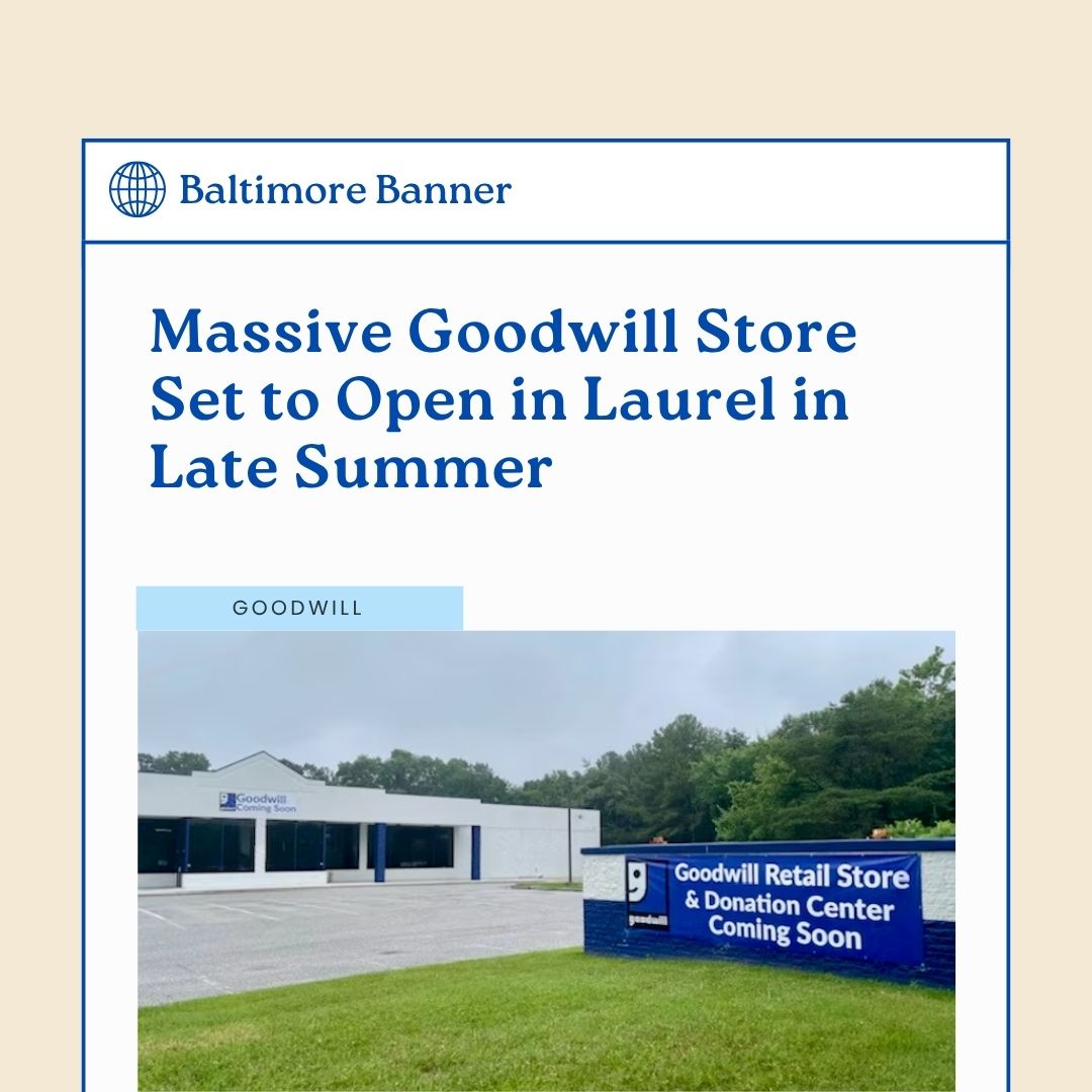 The Baltimore Banner highlights Goodwill Industries of the Chesapeake’s upcoming Laurel location, its largest regional store. In addition to great deals, the site offers jobs, training, and services that help people build futures. loom.ly/lgxmVBE
#ClientSpotlight