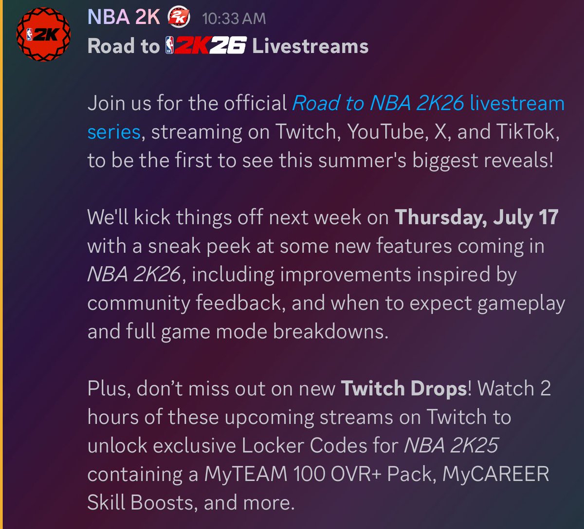 BOOMIE โ๏ธ๐ (@butboomboom) on Twitter photo Road to NBA 2K26 begins next weekโฆ 
Preview into what we can expect OTW to NBA 2K26โฆ Mark your calendars ๐ฅ
#NBA2K26 Road to NBA 2K26 begins next weekโฆ 
Preview into what we can expect OTW to NBA 2K26โฆ Mark your calendars ๐ฅ
#NBA2K26