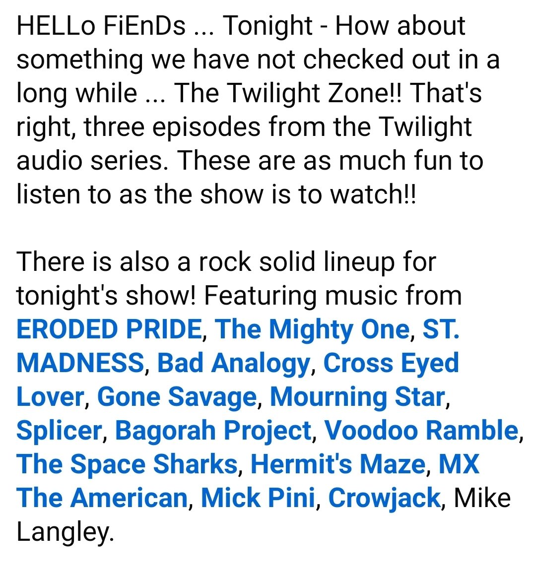 Catch us on tonight's The Graveyard Shift show. Live at 0am Argentina 👇