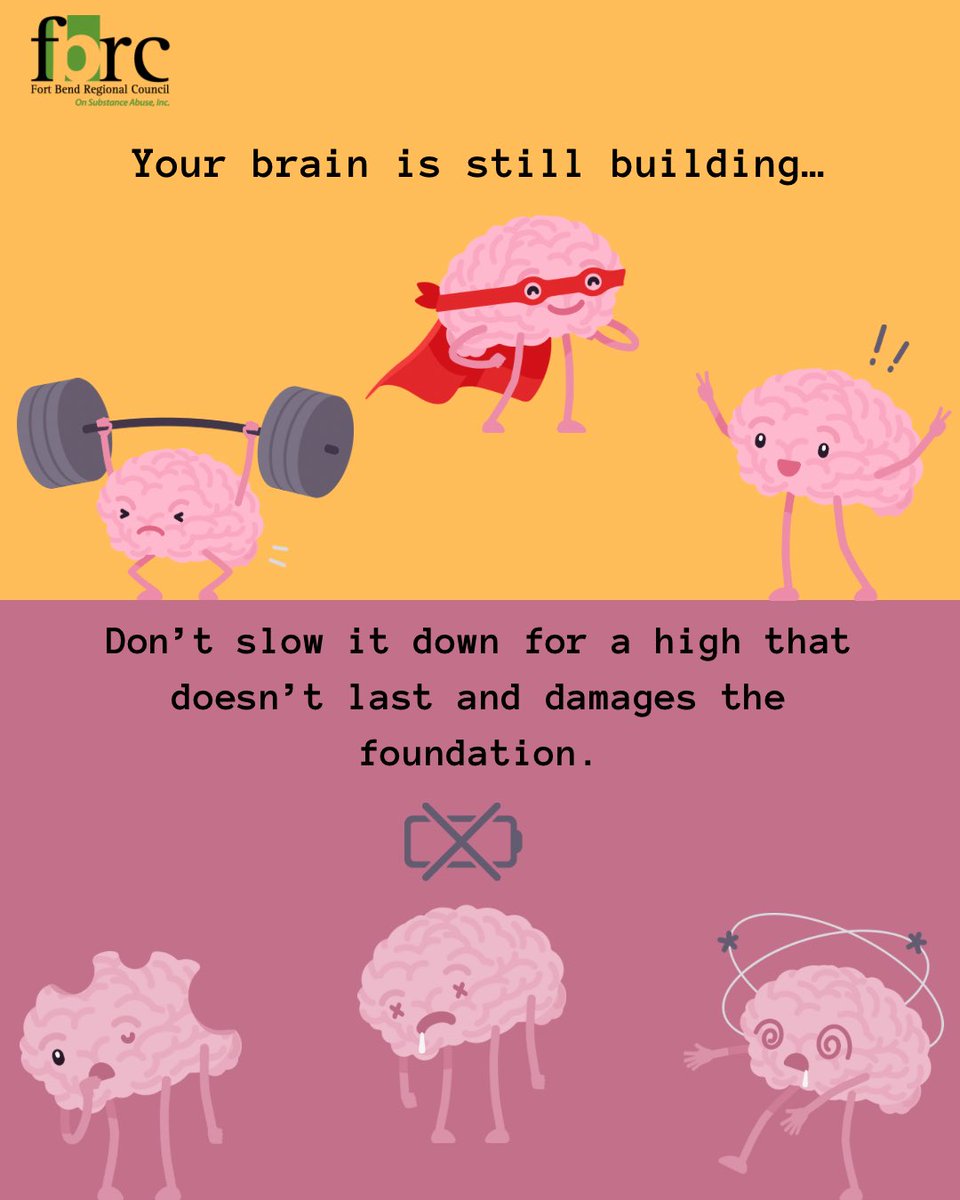 FortBendCPC's tweet image. “Everyone’s doing it” — not true.
“Marijuana’s harmless” — also not true.
Your brain is still building. Don’t slow it down for a high that doesn’t last.
#BrainPowerOverPeerPressure #MarijuanaMyths #SmartIsStrong