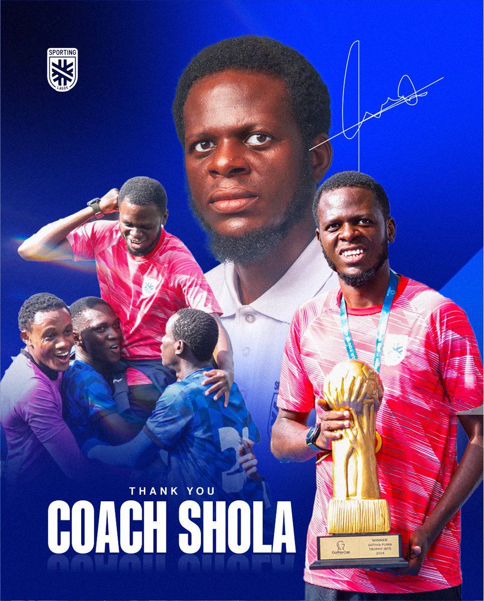 After two years at the Club, Coach Shola Adegun is leaving his role as Head Coach of Sporting Lagos.

Coach Shola has had a fantastic time with us — starting as Academy coach where he won the 2024 Gothia Puma Trophy, then moving to the first team where he enjoyed a solid debut