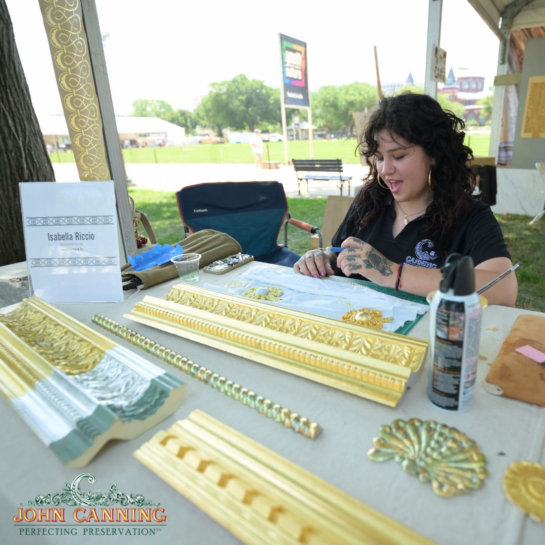 JohnCanningCo's tweet image. Thank you to @SmithsonianFolk for hosting the #2025Folklife Festival and to those who visited our booth! Featured are pictures from our Shop Talks and demonstrations of some of our decorative painting skills, specifically for part of the #gilding and #woodgraining process.
