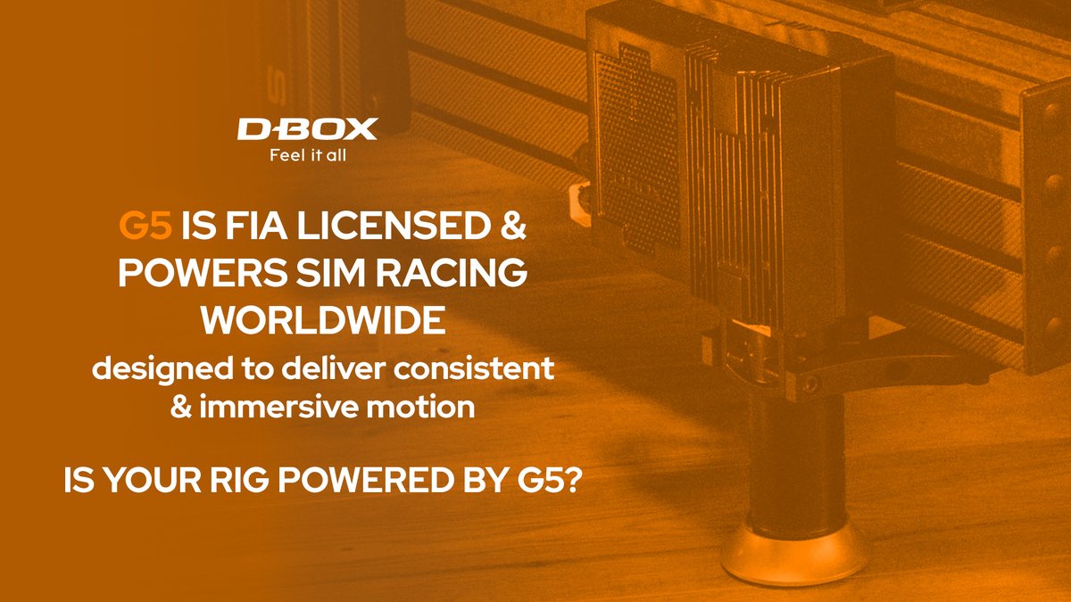 dboxtech's tweet image. Is your rig powered by G5? hubs.la/Q03whzvd0
//
Votre simulateur est-il propulsé par le G5 ? hubs.la/Q03whvWG0