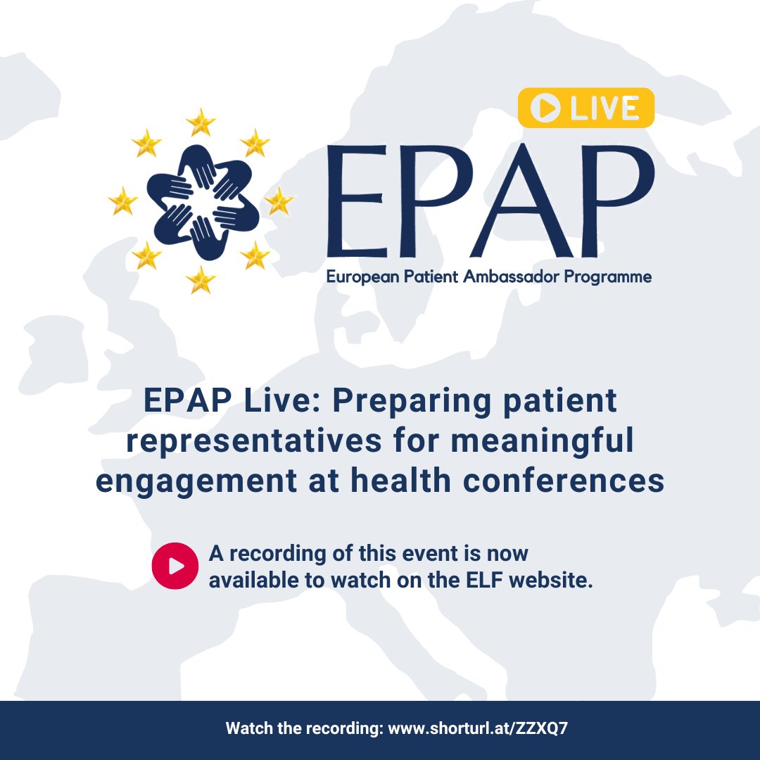 EuropeanLung's tweet image. 🎥 Recording now available!
Did you miss our recent EPAP Live: Preparing patient representatives for meaningful engagement at health conferences session?
You can now catch up on the full event here:
🔗 europeanlung.org/en/get-involve…
#EPAPLive #PatientInvolvement