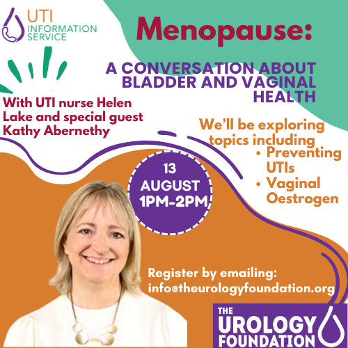 TUF_tweets's tweet image. We are excited to announce our next webinar 'A Conversation about Bladder and Vaginal Health' will take place on Wednesday 13th August 1pm-2pm 📅
Register by emailing info@theurologyfoundation.org
