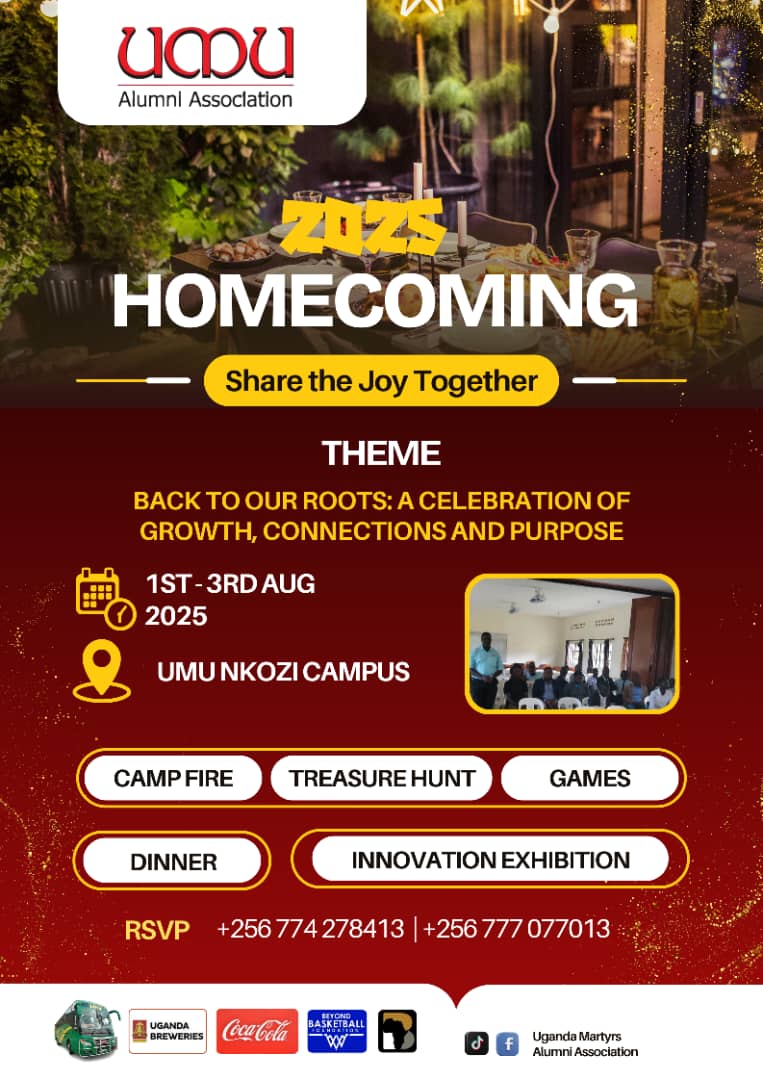Link Buses (@officiallinkbus) on Twitter photo To all <a href="/Ugandamartyrs_/">Uganda Martyrs High School Lubaga</a> alumni,
The time has come to reconnect, reminisce, and have fun.
Come relive the good old days, catch up on each other's lives, and make some new memories.
#homecoming <a href="/Bestaliinde/">Tom Best Aliinde</a> <a href="/CocaCola/">Coca-Cola</a> <a href="/UgandaBreweries/">Uganda Breweries Ltd</a> To all <a href="/Ugandamartyrs_/">Uganda Martyrs High School Lubaga</a> alumni,
The time has come to reconnect, reminisce, and have fun.
Come relive the good old days, catch up on each other's lives, and make some new memories.
#homecoming <a href="/Bestaliinde/">Tom Best Aliinde</a> <a href="/CocaCola/">Coca-Cola</a> <a href="/UgandaBreweries/">Uganda Breweries Ltd</a>