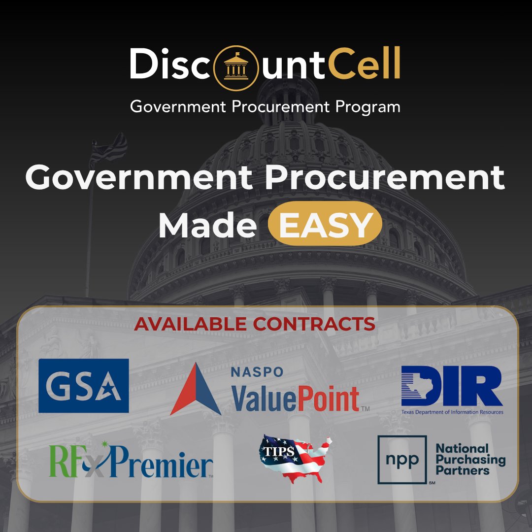 Alliance Corporation supports agencies nationwide through our Government Procurement Program in partnership with DiscountCell LLC - offering cellular-based tech solutions via GSA, NASPO, Texas DIR &amp; more!

🔗 Learn more: getwirelessllc.com/partners/disco…

#GovTech #GSA #NASPO #TexasDIR