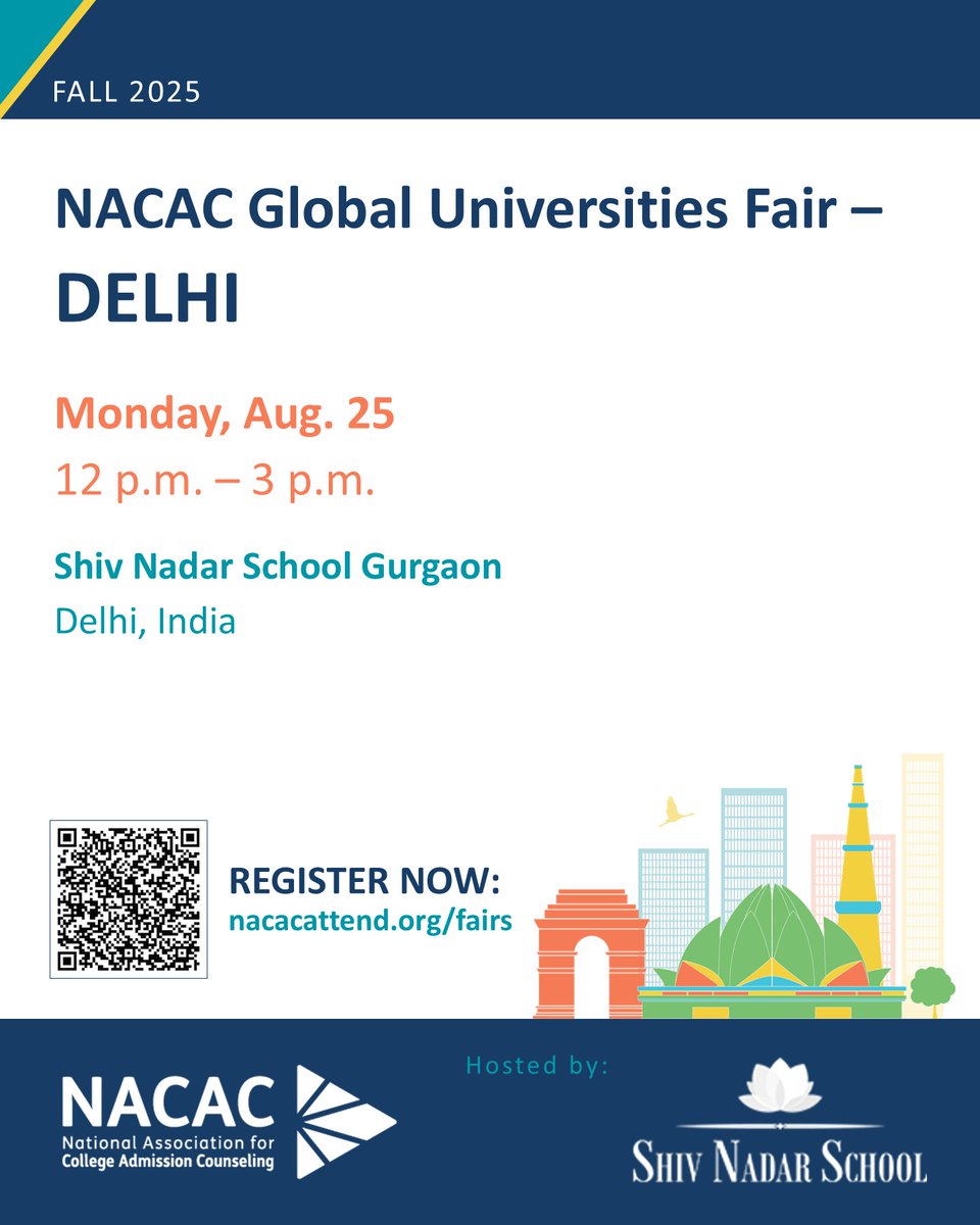 NACACFairs's tweet image. #NACAC Global Universities Fairs: These events extend NACAC’s signature #collegefair experience to an audience outside of North America seeking to connect with #global and U.S.-based institutions. 🌏 Delhi ow.ly/5L5h50WmXw3 📷 London ow.ly/5gpY50WmXw4 #highered