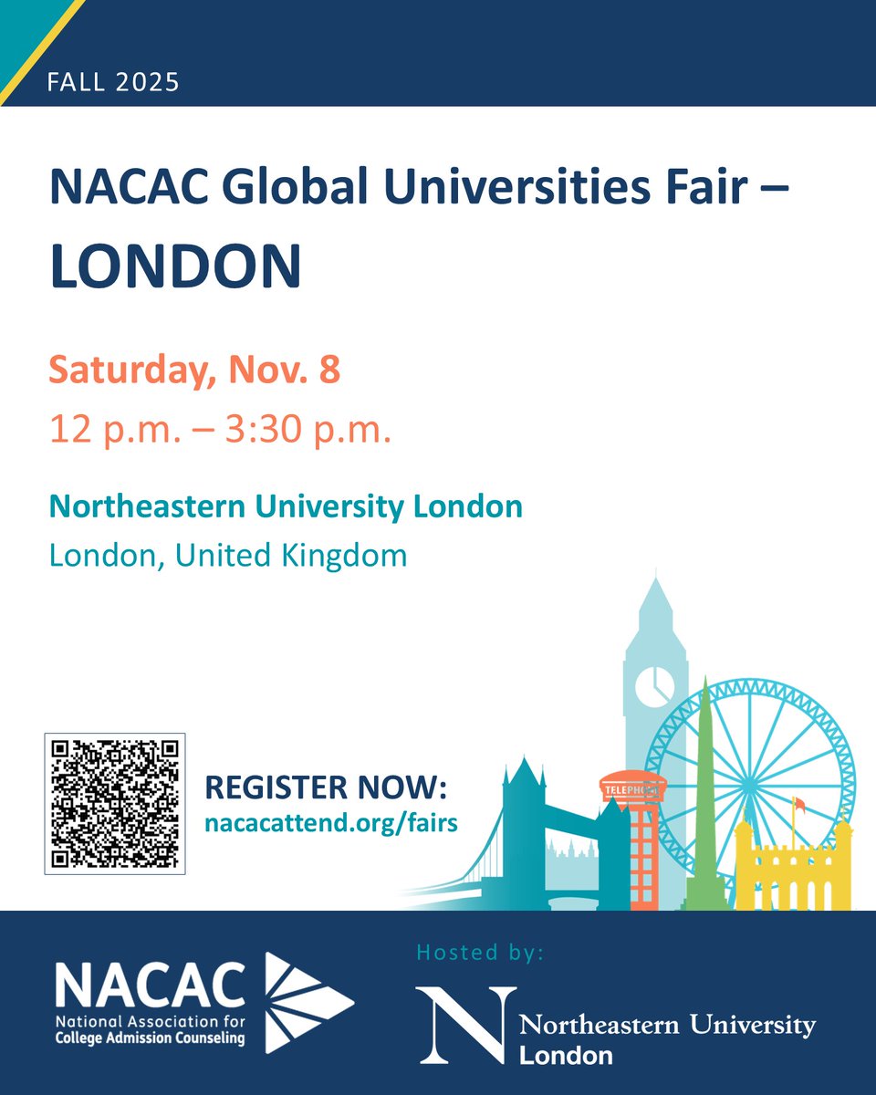 NACACFairs's tweet image. #NACAC Global Universities Fairs: These events extend NACAC’s signature #collegefair experience to an audience outside of North America seeking to connect with #global and U.S.-based institutions. 🌏 Delhi ow.ly/5L5h50WmXw3 📷 London ow.ly/5gpY50WmXw4 #highered