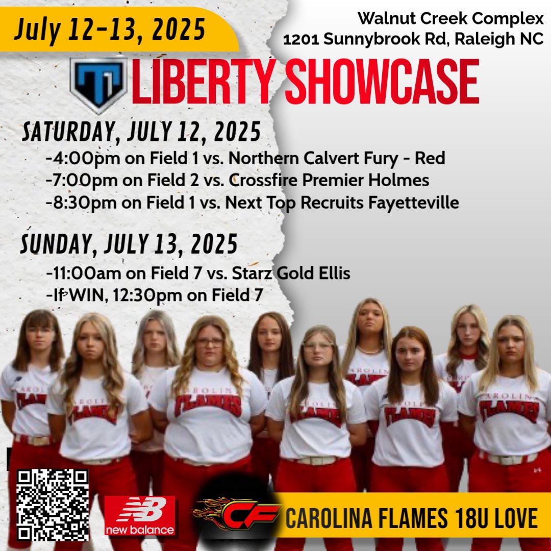 Carolina Flames Softball (@carolinaflames1) on Twitter photo CF Love is headed to Raleigh, NC this weekend for <a href="/TierOneFP/">Tier One Fastpitch</a> Liberty Showcase. Looking forward to a great event, great competition and great coaches! #Flameson3 CF Love is headed to Raleigh, NC this weekend for <a href="/TierOneFP/">Tier One Fastpitch</a> Liberty Showcase. Looking forward to a great event, great competition and great coaches! #Flameson3