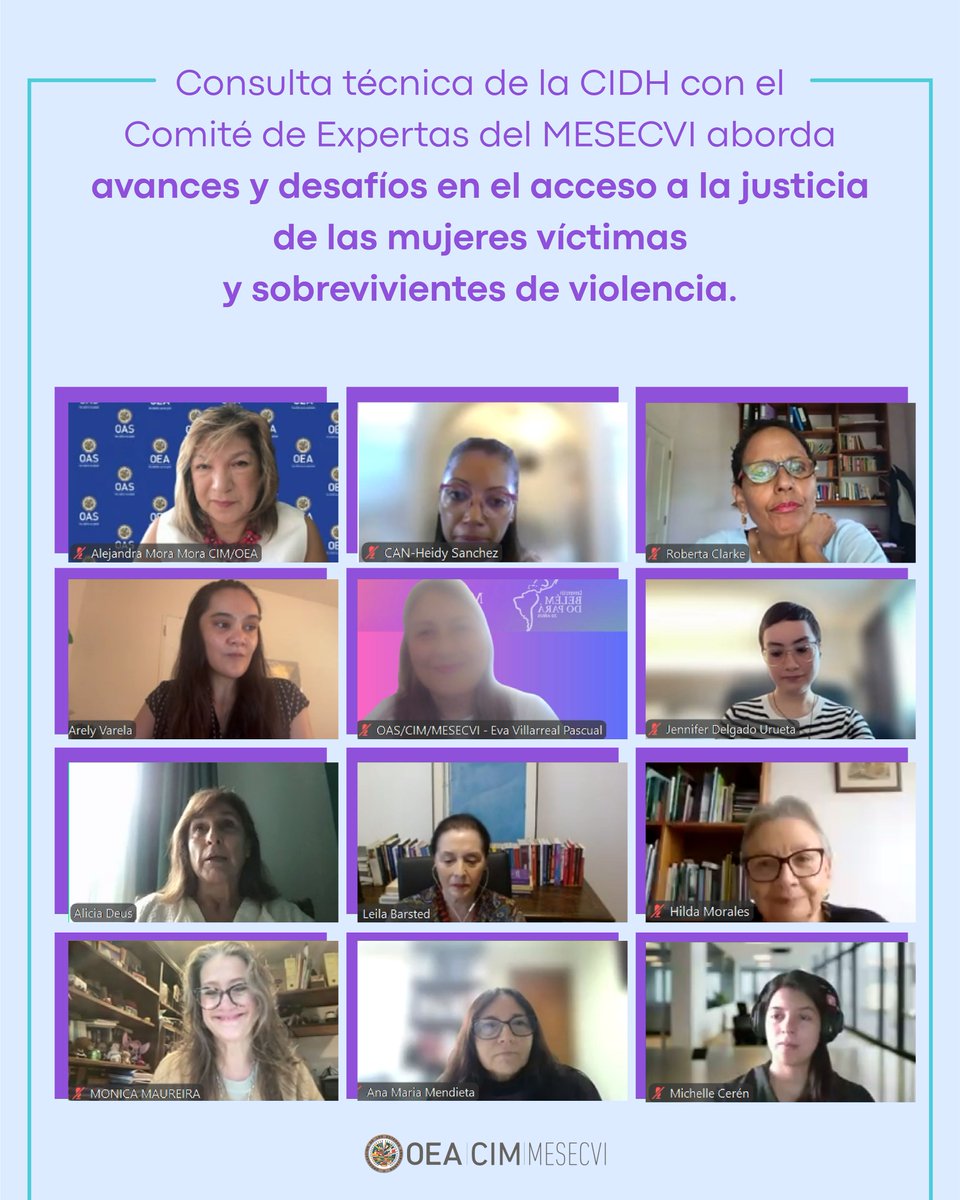 MESECVI-OEA CEVI (@mesecvi) on Twitter photo 🟣Comité de Expertas de <a href="/MESECVI/">MESECVI-OEA CEVI</a> fue invitado a una consulta técnica con la @cidh_iachr sobre acceso a la justicia en casos de violencia y discriminación contra las mujeres.
🔎La consulta profundizó en el trabajo del CEVI en la materia a través de sus informes y recomendaciones⚖️ 🟣Comité de Expertas de <a href="/MESECVI/">MESECVI-OEA CEVI</a> fue invitado a una consulta técnica con la @cidh_iachr sobre acceso a la justicia en casos de violencia y discriminación contra las mujeres.
🔎La consulta profundizó en el trabajo del CEVI en la materia a través de sus informes y recomendaciones⚖️
