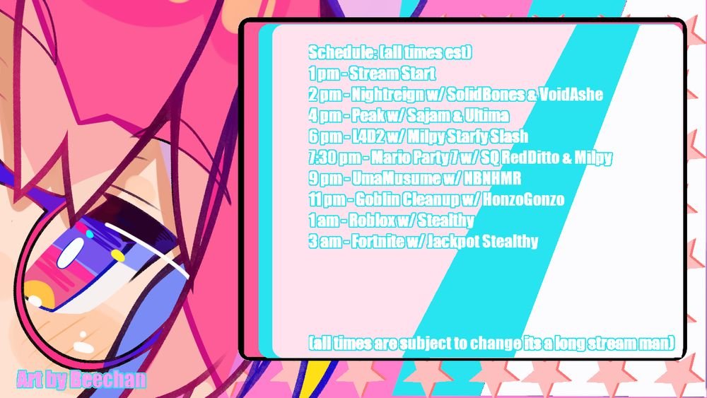 HEY GUYS
come support LastClaire's 15+ hr fundraising stream to help her cleanly move to a different place for her safety

I'll be on there as a guest around 10PM - 2 AM PST, but PLEASE feel free to support her throughout the day!

Links below 🔽 (Schedule in EST)