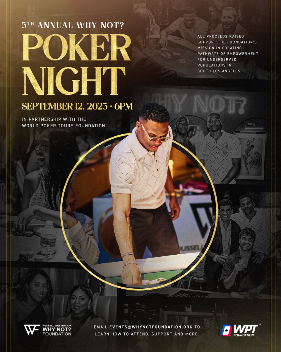 russwest44's tweet image. Our 5th Annual @WhyNotFdn Poker Night!
VIP vibes, impact, all for the next generation in South LA. Appreciate @WynnLasVegas and @WPT for teaming with us again.
See you on the tables!