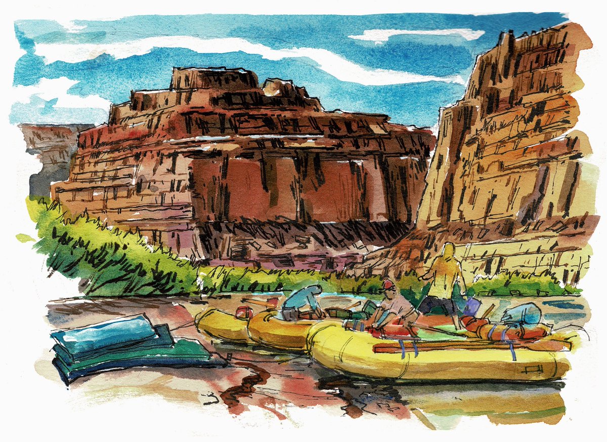 garygeraths's tweet image. Went on a 8 day/100 mile whitewater rafting trip down the Colorado River/Cataract Canyon and had some time to do some paint up and sketches in pencil, watercolor &amp;amp; ink. Please send me some algorithm love and I’ll post some more….gotta punch up those rookie numbers.