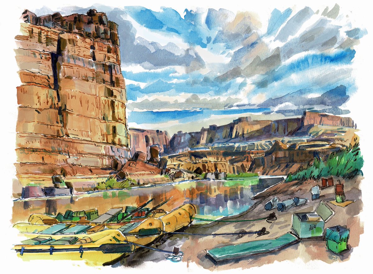 garygeraths's tweet image. Went on a 8 day/100 mile whitewater rafting trip down the Colorado River/Cataract Canyon and had some time to do some paint up and sketches in pencil, watercolor &amp;amp; ink. Please send me some algorithm love and I’ll post some more….gotta punch up those rookie numbers.