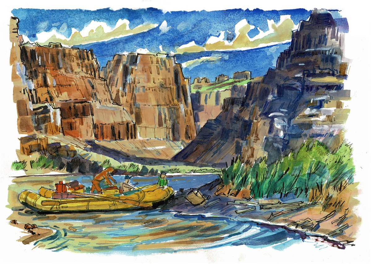 garygeraths's tweet image. Went on a 8 day/100 mile whitewater rafting trip down the Colorado River/Cataract Canyon and had some time to do some paint up and sketches in pencil, watercolor &amp;amp; ink. Please send me some algorithm love and I’ll post some more….gotta punch up those rookie numbers.