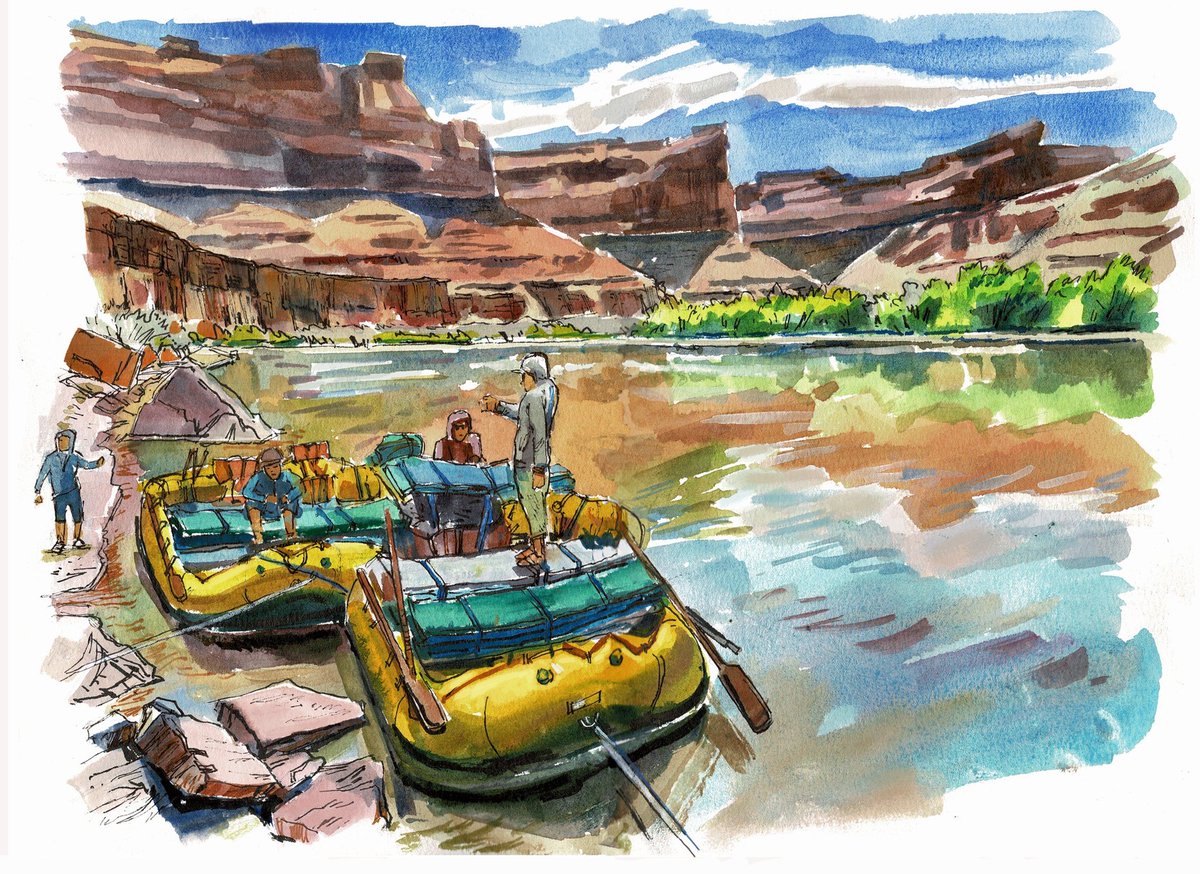 garygeraths's tweet image. Went on a 8 day/100 mile whitewater rafting trip down the Colorado River/Cataract Canyon and had some time to do some paint up and sketches in pencil, watercolor &amp;amp; ink. Please send me some algorithm love and I’ll post some more….gotta punch up those rookie numbers.