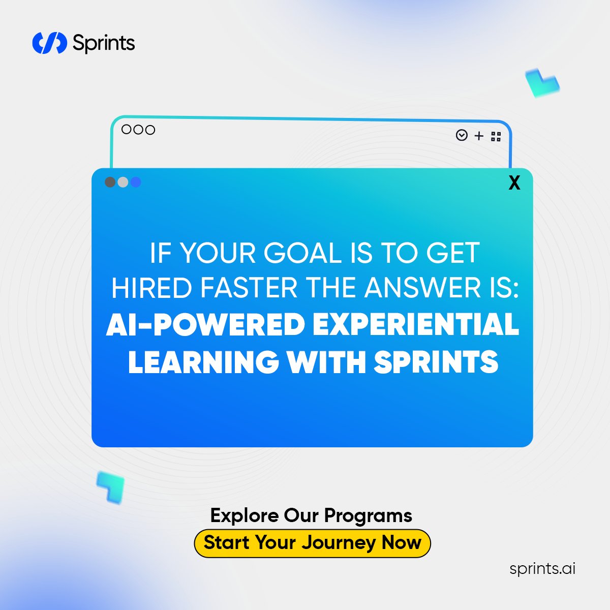 At Sprints, we focus on learning through real-world experience, powered by AI. Get job-ready with our hands-on tech programs.

Ready to take the smartest path to employment?
Explore now at sprints.ai.

#AIpoweredLearning #TechEducation #ExperientialLearning