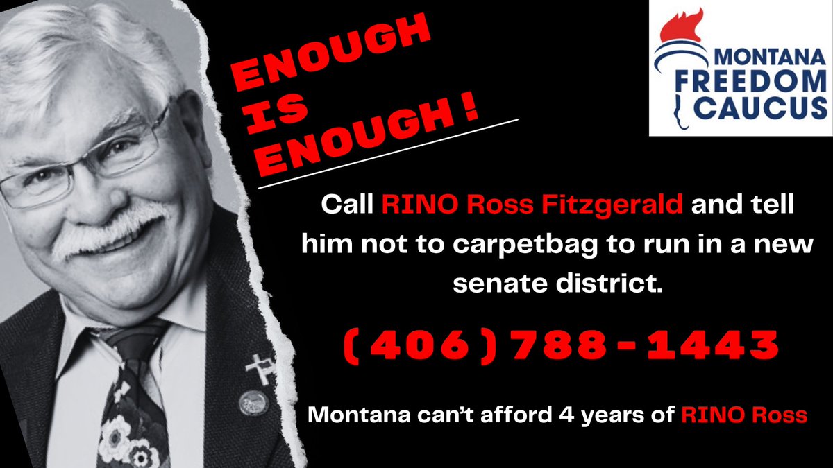 Montana Freedom Caucus (@mtfreedomcaucus) on Twitter photo .<a href="/galloway4mt/">StevenGalloway</a> <a href="/TManzella1/">Theresa Manzella</a> <a href="/SFC_Network/">State Freedom Caucus Network</a> <a href="/BobPhalen2/">Bob Phalen</a> <a href="/BraxtonMT/">Rep. Braxton Mitchell</a> <a href="/JaneGillette/">Dr. Jane Gillette for Montana</a> <a href="/DanBartel13/">Dan Bartel</a> <a href="/NellyBigskynel/">Nelly Nicol</a> <a href="/RepLeeDeming/">Lee Deming</a> <a href="/nolleymidriver1/">Representative Greg Kmetz</a> <a href="/TacoFalk/">terry falk</a> <a href="/aaronflint/">Aaron Flint</a> @westernmtnews <a href="/mt4ltdgov/">Montanans for Limited Government</a> <a href="/Montana1stNews/">Montana 1st News</a>
Ross thinks he can move to Helena and run for Senate. He's from Fairfield. .<a href="/galloway4mt/">StevenGalloway</a> <a href="/TManzella1/">Theresa Manzella</a> <a href="/SFC_Network/">State Freedom Caucus Network</a> <a href="/BobPhalen2/">Bob Phalen</a> <a href="/BraxtonMT/">Rep. Braxton Mitchell</a> <a href="/JaneGillette/">Dr. Jane Gillette for Montana</a> <a href="/DanBartel13/">Dan Bartel</a> <a href="/NellyBigskynel/">Nelly Nicol</a> <a href="/RepLeeDeming/">Lee Deming</a> <a href="/nolleymidriver1/">Representative Greg Kmetz</a> <a href="/TacoFalk/">terry falk</a> <a href="/aaronflint/">Aaron Flint</a> @westernmtnews <a href="/mt4ltdgov/">Montanans for Limited Government</a> <a href="/Montana1stNews/">Montana 1st News</a>
Ross thinks he can move to Helena and run for Senate. He's from Fairfield.