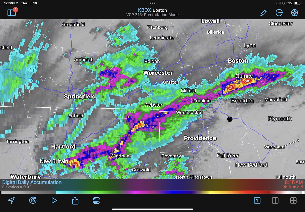 Look at this Doppler Estimated rainfall from last night and this morning.
From CT to Boston.

2” to 4”+ …..few pockets near Quincy close to 5”
Many of the major highways were flooded this morning.
