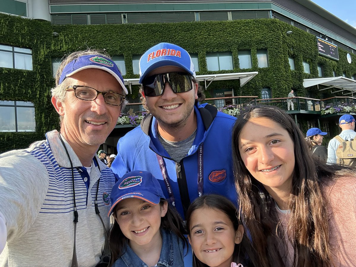 At <a href="/Wimbledon/">Wimbledon</a> this week, we met new <a href="/GatorsWTN/">Gators Women's Tennis</a> associate head coach <a href="/DamiensAxel/">Axel Damiens</a>. Already a strong ambassador for #GatorNation — proudly rocking the orange &amp; blue (we were too in support of <a href="/BenShelton/">Ben Shelton</a>) + making time to chat with our Gator family. Wishing him great success.
