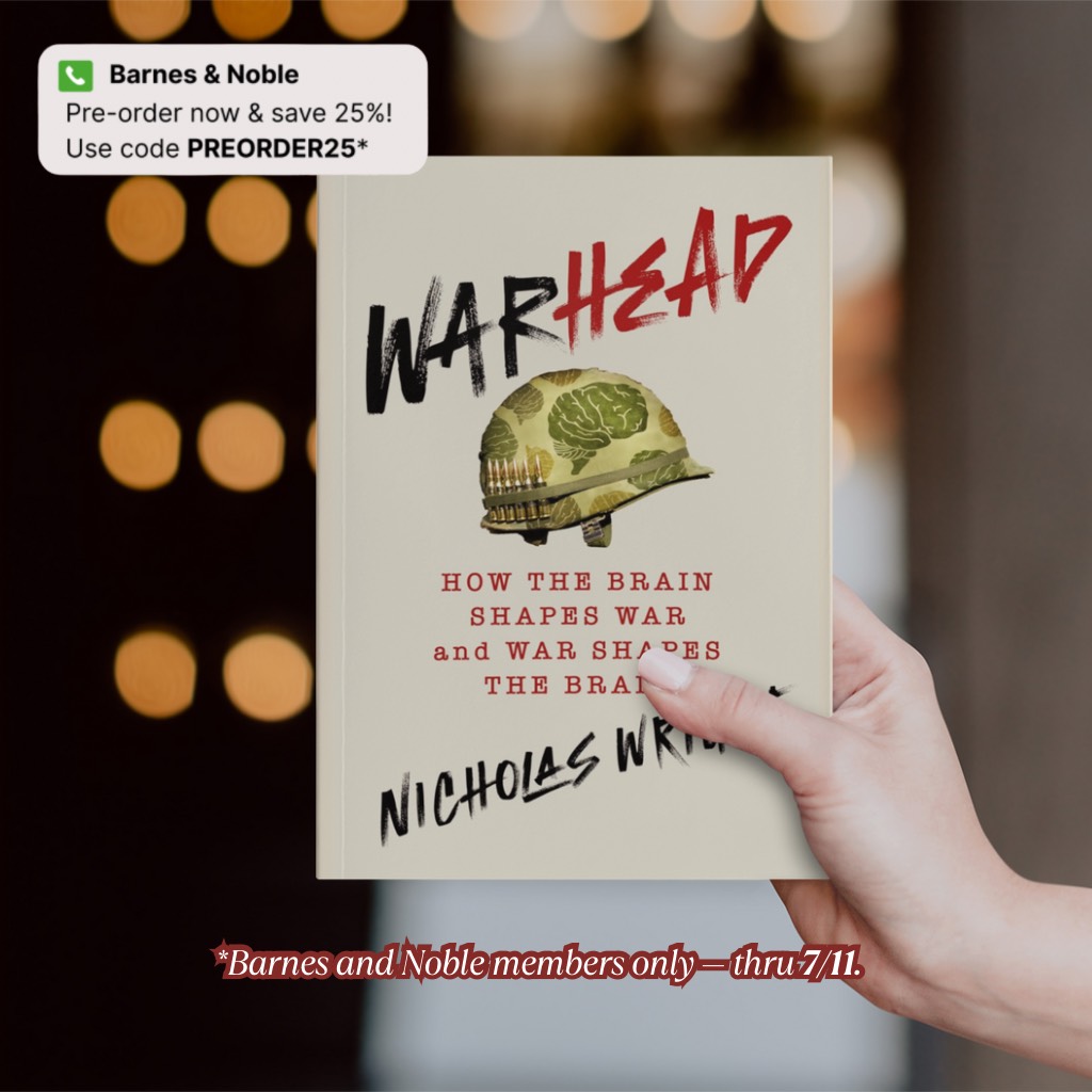 nicholasdwright's tweet image. Excited that my new book Warhead is part of Barnesandnoble.com, Inc.’s national pre-order sale. Premium and Rewards Members save 25% through July 11!
Use code PREORDER25 at checkout.
Pre-order here: barnesandnoble.com/w/warhead-nich…
Warhead is about war and the brain, with…