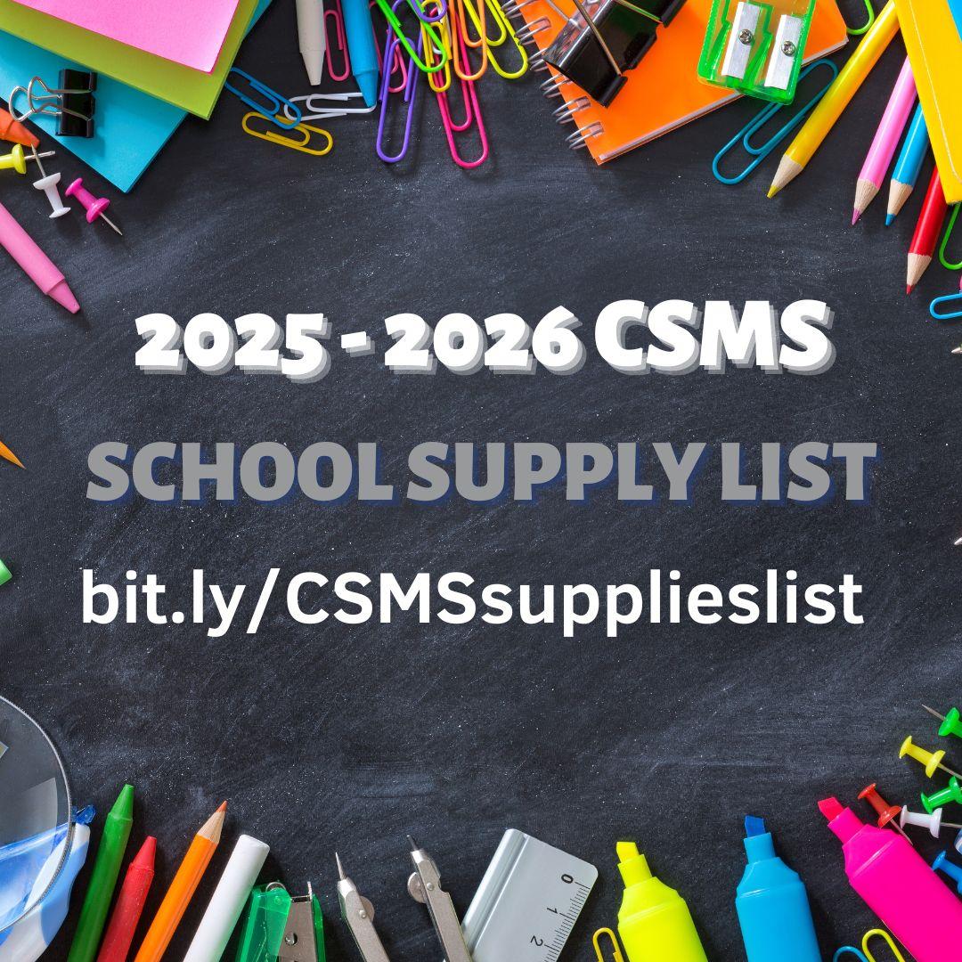 📚✏️ The 2025–2026 School Supply List is here! Get a head start on preparing for an amazing school year. 🚌🎒

bit.ly/CSMSsuppliesli…