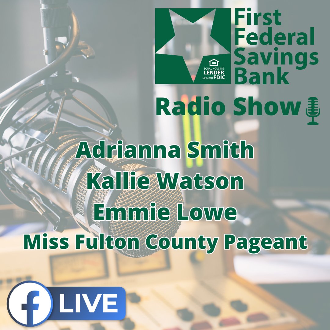 First Federal Savings Bank (@ffbanking) on Twitter photo Adrianna Smith, Kallie Watson (2025 Miss Fulton County), and Emmie Lowe (2025 Teen Miss Fulton County), will be joining us tomorrow morning on the #FirstFederalRadioShow on <a href="/WROIGIANTfm/">WROI GIANT fm</a>. Tune in at 7:30am EST! Adrianna Smith, Kallie Watson (2025 Miss Fulton County), and Emmie Lowe (2025 Teen Miss Fulton County), will be joining us tomorrow morning on the #FirstFederalRadioShow on <a href="/WROIGIANTfm/">WROI GIANT fm</a>. Tune in at 7:30am EST!