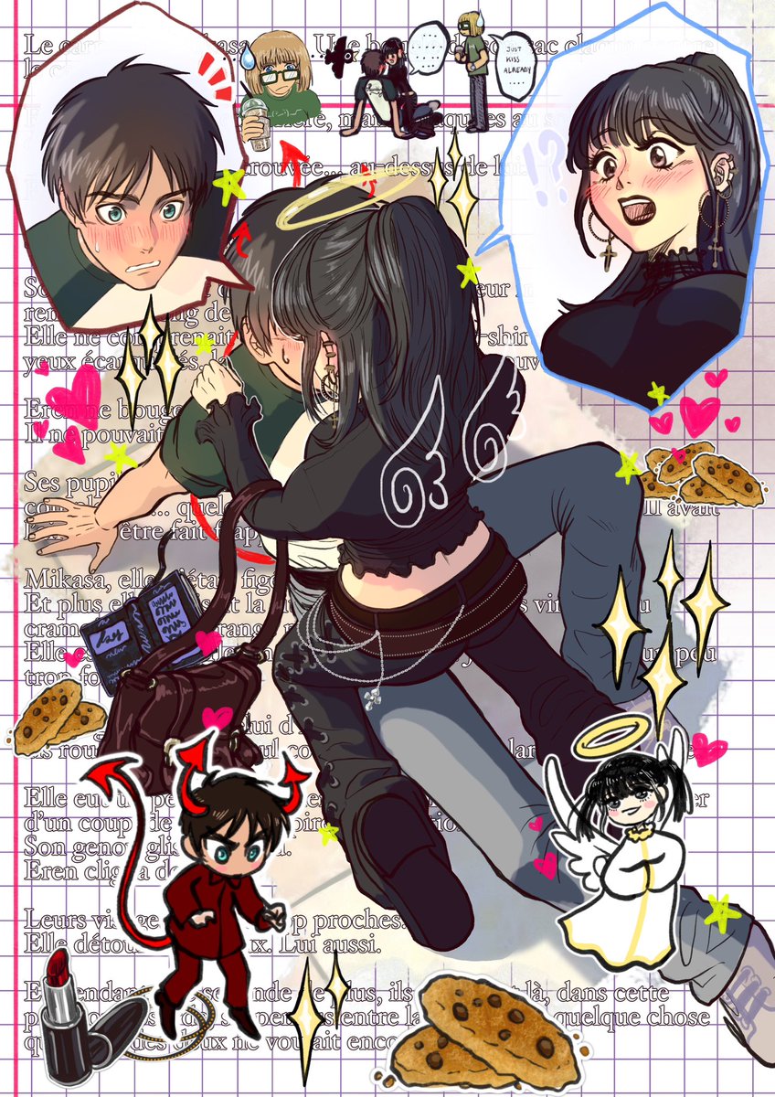 Hagane_no__'s tweet image. Here is another one of the dating eremika Attack on school castes (Completely forgot to post it it’s been waiting to be posted for a while now)
#eremika