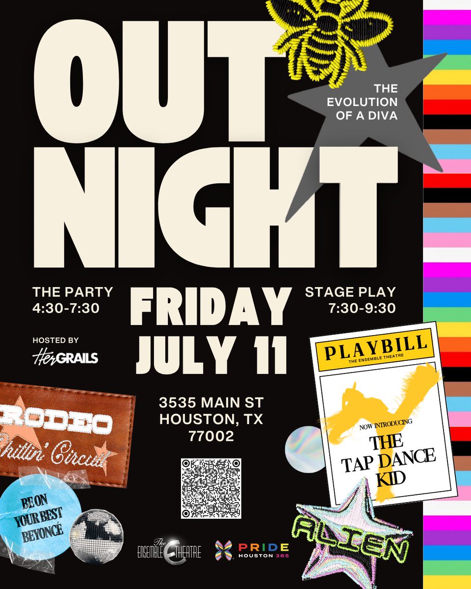 THIS FRIDAY
 
Grab your cowboy boots &amp; put on that freekum dress, it's time to party!

We want all boots on the ground for OutNight: Evolution of a Diva + The Tap Dance Kid Musical.

Get your tickets now for the best night of your life! - at ensemblehouston.com
