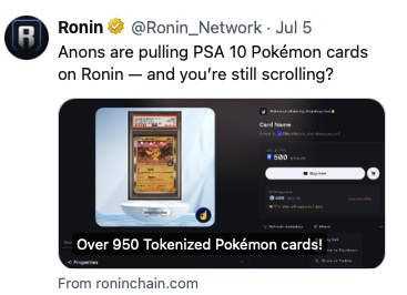 JaseTheWizard's tweet image. Experiment #1: Sky Mavis: Pokémon × Ronin Paid Ads

One of the key reasons I chose @SkyMavisHQ as my next adventure is their forward-thinking mindset and bold vision for the future. That, combined with the passion and dedication of the individuals and teams driving our industry…