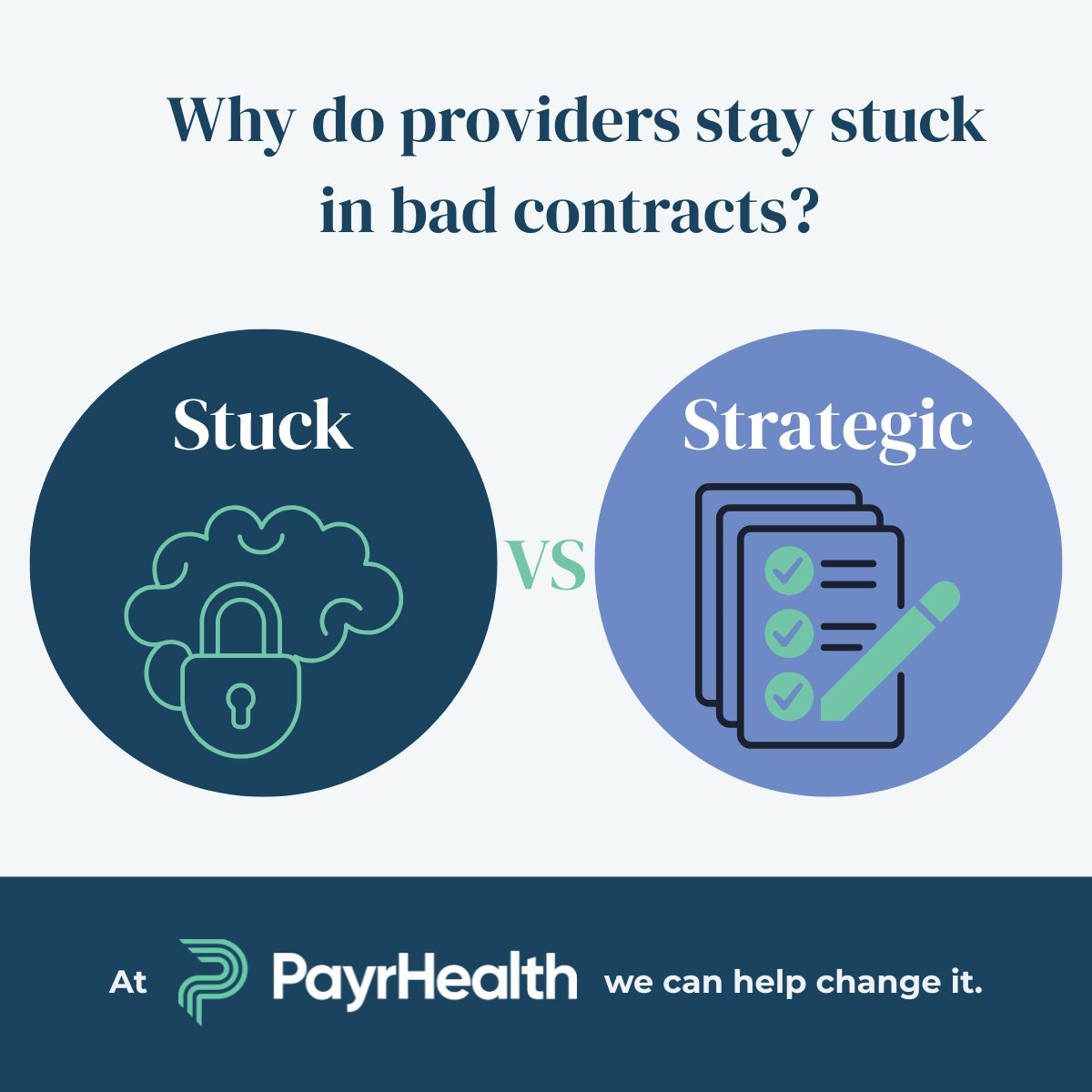 Why do providers stay stuck in bad contracts?
Because the process feels overwhelming—too many payors, too much admin, not enough time.

At PayrHealth, we help providers:

✔️ Spot underperforming contracts
✔️ Build smart strategies
✔️ Gain leverage without the chaos