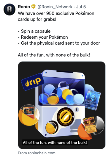 JaseTheWizard's tweet image. Experiment #1: Sky Mavis: Pokémon × Ronin Paid Ads

One of the key reasons I chose @SkyMavisHQ as my next adventure is their forward-thinking mindset and bold vision for the future. That, combined with the passion and dedication of the individuals and teams driving our industry…